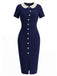 [Pre-Sale] Blue 1970s Knit Peter Pan Collar Dress 2