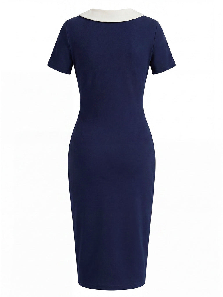 [Pre-Sale] Blue 1970s Knit Peter Pan Collar Dress 4