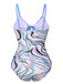 Blue 1970s Marble Print Hollow One-Piece Swimsuit, vintage swimsuit, pin-up swimwear - perfect for women who love vintage and retro fashion