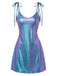 Blue 1970s Patent Leather Spaghetti Strap Mini Dress - vintage dress, retro fashion, elegant style for vintage lovers