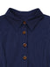 Blue 1970s Pinstripe Pleated Shirt Collar Dress - vintage dress, retro fashion