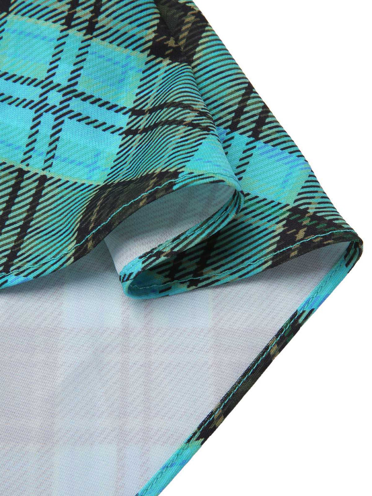 Blue 1970s Plaid Peter Pan Collar Frankie Stein Dress, vintage dress, retro fashion - perfect for women who love vintage and retro fashion
