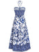 Blue 1970s Porcelain Boho Halter Bind Dress - vintage dress, retro fashion for vintage lovers