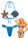 Blue 1970s Shell & Starfish Bikini Set - vintage swimwear, retro swimsuit, pin-up style for vintage lovers