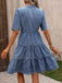 Blue 1970s V-Neck Half Sleeves Denim Dress — the kind of 1970s dress that makes strangers smile