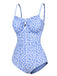 [Pre-Sale] Blue 1980s Ditsy Floral Strap Swimsuit, vintage swimsuit, pin-up swimwear - perfect for women who love vintage and retro fashion