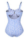 [Pre-Sale] Blue 1980s Ditsy Floral Strap Swimsuit, vintage swimsuit, pin-up swimwear - perfect for women who love vintage and retro fashion