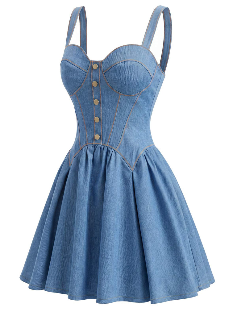 Elegant Dark Blue 1980s Vintage Dress 4