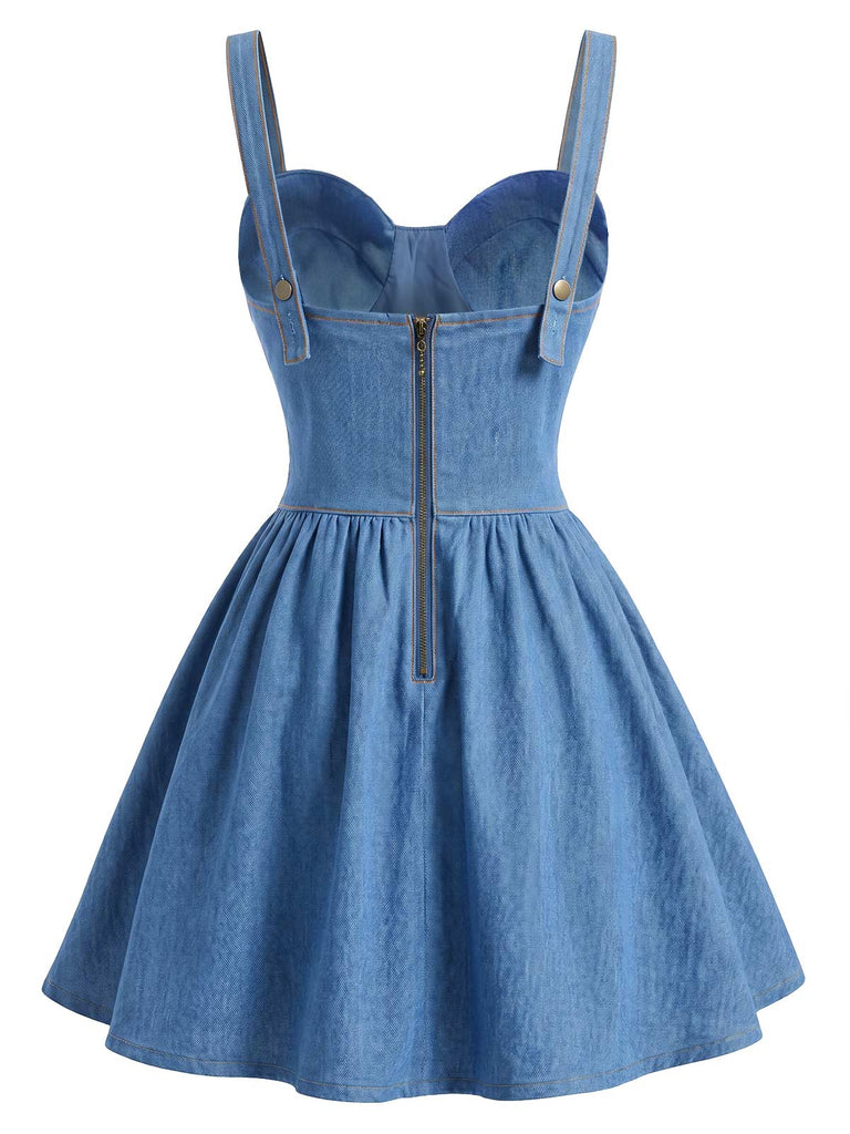 Elegant Dark Blue 1980s Vintage Dress 5