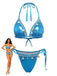 Blue 1980s Metallic Shell Halter Bikini Set - vintage swimwear, retro swimsuit, pin-up style for vintage lovers