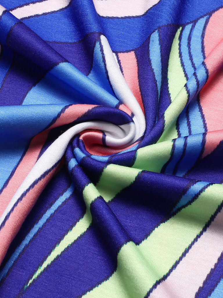 Blue 1980s Psychedelic Print Tie-Waist Jumpsuit, vintage romper, retro jumpsuit - perfect for women who love vintage and retro fashion