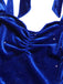 Blue 1980s Solid Ruffle Hem Velvet Dress, vintage dress, retro fashion - perfect for women who love vintage and retro fashion