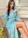 Blue 1980s Star Print Hooded Fleece Robe - vintage fashion, retro style