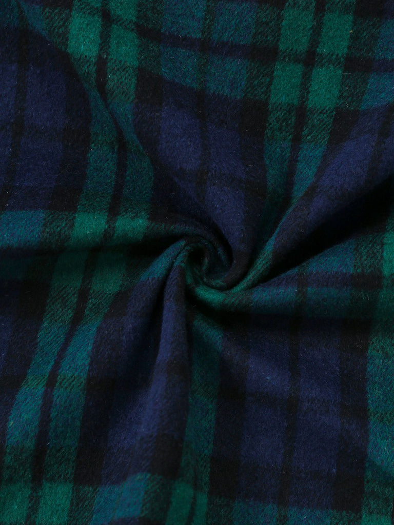 Blue & Green 1940s Plaid Notched Collar Coat - vintage fashion, retro style