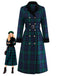 Blue & Green 1940s Plaid Notched Collar Coat - vintage fashion, retro style