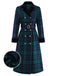 Blue & Green 1940s Plaid Notched Collar Coat - vintage fashion, retro style