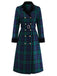 Blue & Green 1940s Plaid Notched Collar Coat - vintage fashion, retro style
