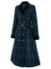 Blue & Green 1940s Plaid Notched Collar Coat - vintage fashion, retro style