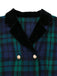 Blue & Green 1940s Plaid Notched Collar Coat - vintage fashion, retro style