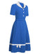 Blue & White 1940s Polka Dot Lapel Dress, vintage dress, retro fashion - perfect for women who love vintage and retro fashion