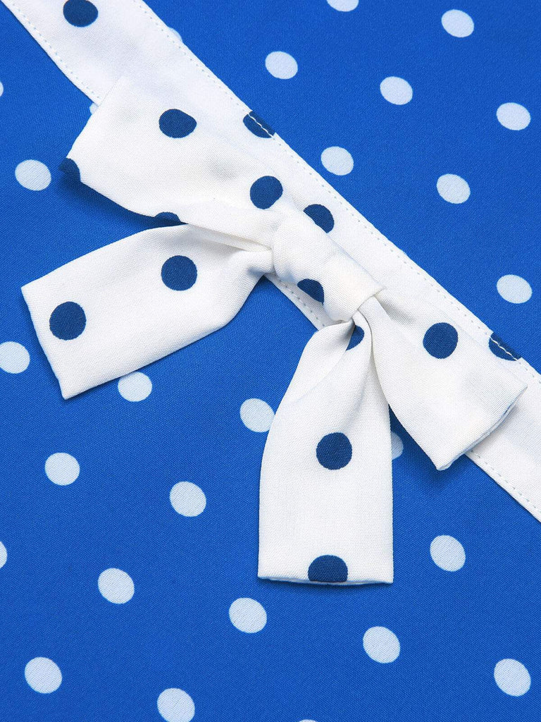 Blue & White 1940s Polka Dot Lapel Dress, vintage dress, retro fashion - perfect for women who love vintage and retro fashion