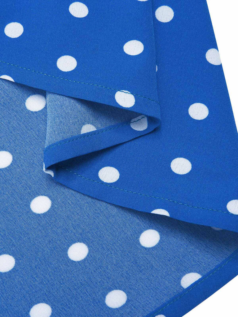 Blue & White 1940s Polka Dot Lapel Dress, vintage dress, retro fashion - perfect for women who love vintage and retro fashion