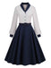 Blue & White 1950s Solid Patchwork Dress — vintage elegance for the modern woman