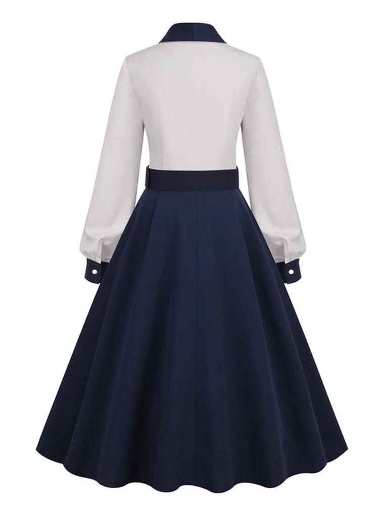 Blue & White 1950s Solid Patchwork Dress — vintage elegance for the modern woman