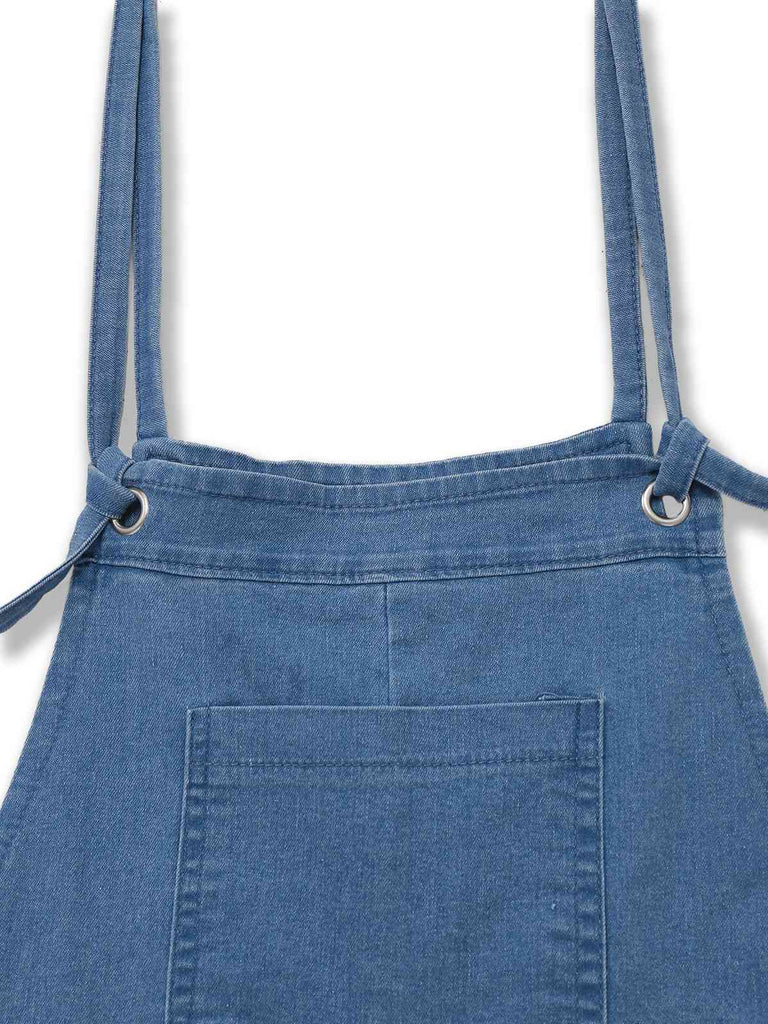 Blue 1950s Bow Tie Denim Romper - vintage jumpsuit, retro fashion
