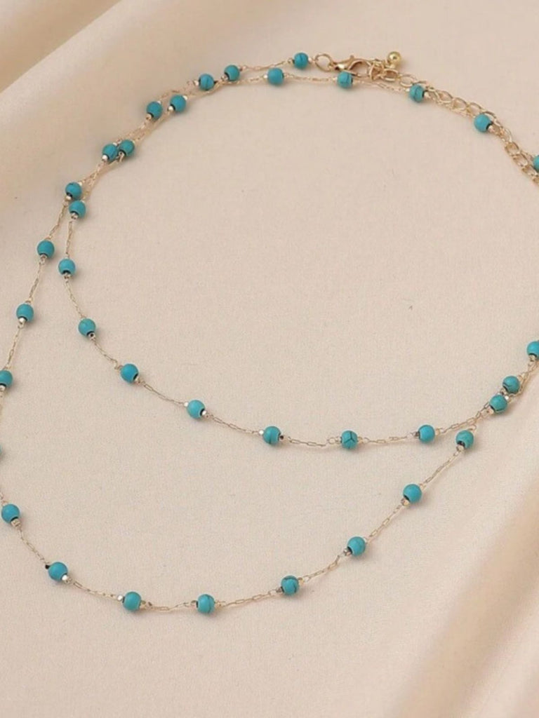 Bohemian Double Layered Turquoise Bead Necklace - vintage jewelry, Art Deco for vintage lovers