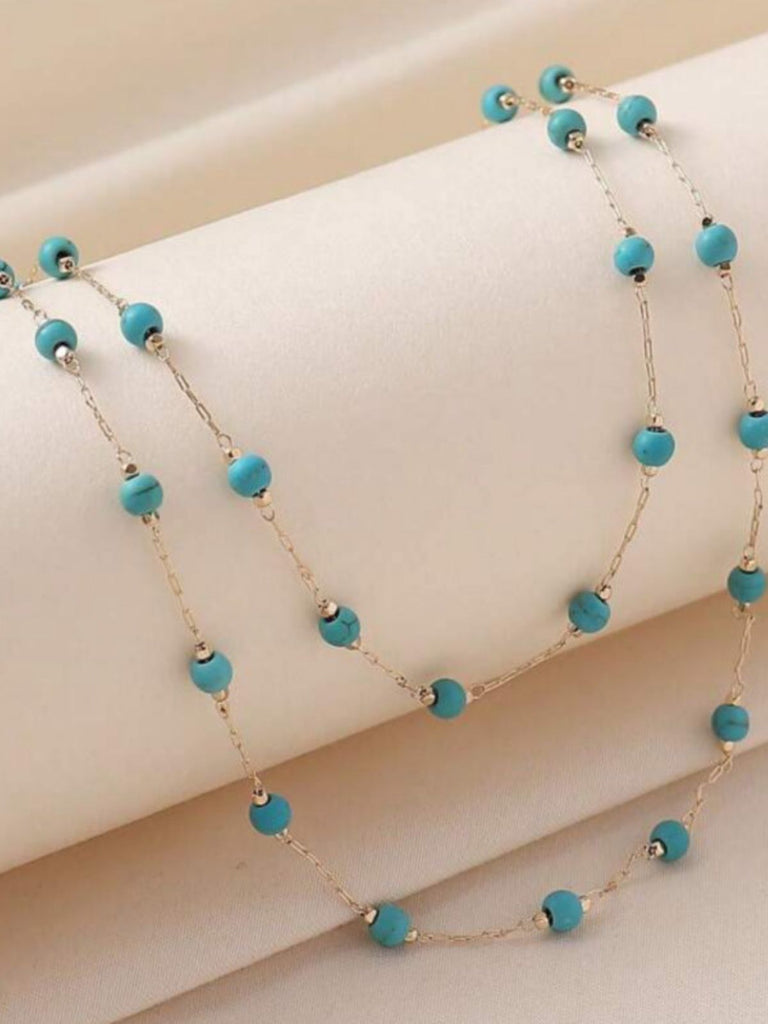 Bohemian Double Layered Turquoise Bead Necklace - vintage jewelry, Art Deco for vintage lovers