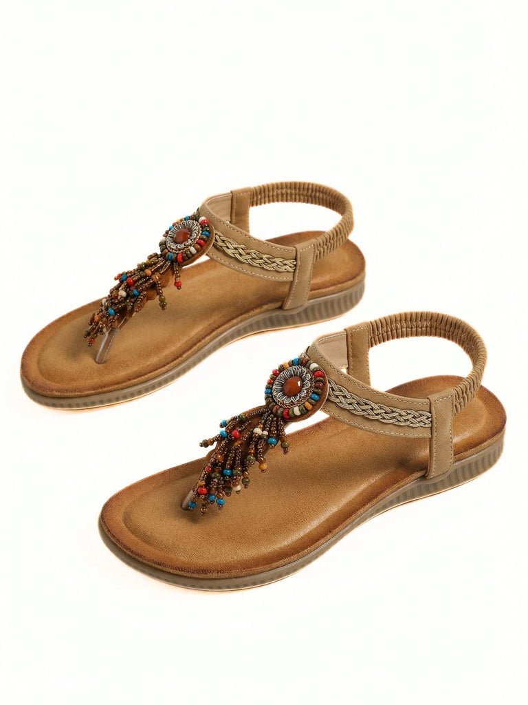 Bohemian Style Flip-Flop Tassel Sandals - vintage fashion, retro style, classic elegance for vintage lovers