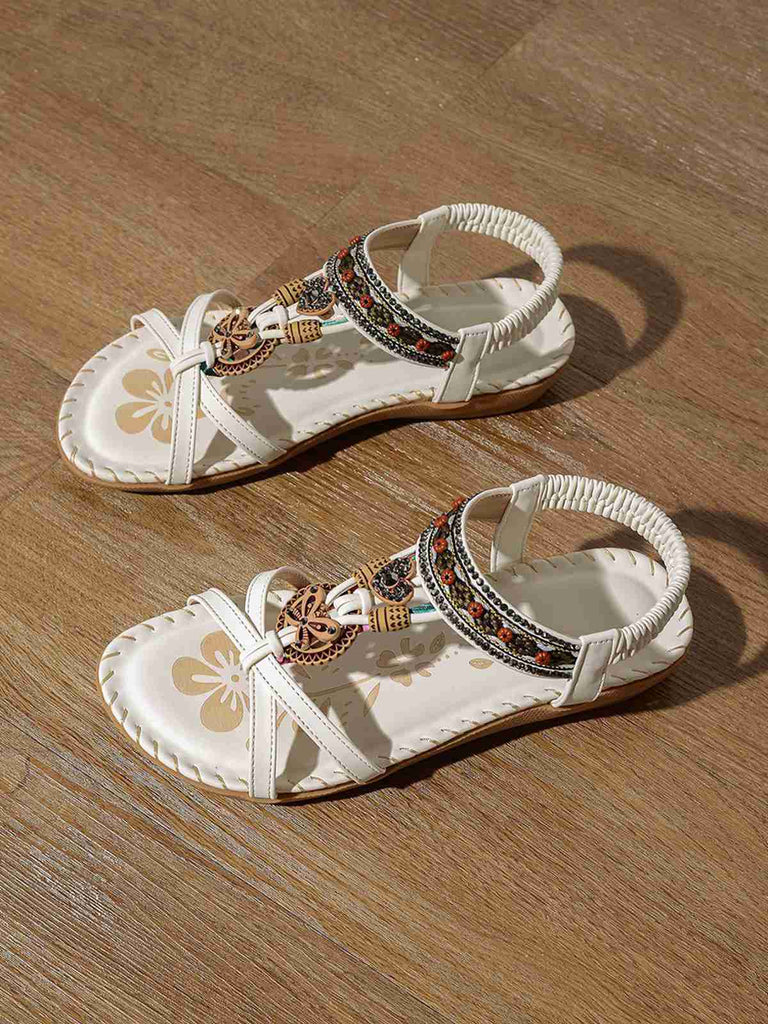 Boho Butterfly Heart Beaded Rhinestone Flat Sandals | vintage fashion, retro style, classic elegance - perfect for retro fashion enthusiasts