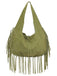 Boho Fringe Suede Hobo Shoulder Bag - vintage fashion, retro style