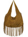 Boho Fringe Suede Hobo Shoulder Bag - vintage fashion, retro style