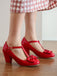 Bow Leather T-Strap Chunky Heel Shoes — vintage vintage charm for her modern wardrobe