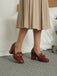 Bowknot Square-Toe Slip On Chunky Heels - vintage shoes, retro heels