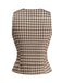 2PCS Brown 1960s Gingham Plaid Pleated Vest & Skirt - vintage skirt, retro style for vintage lovers