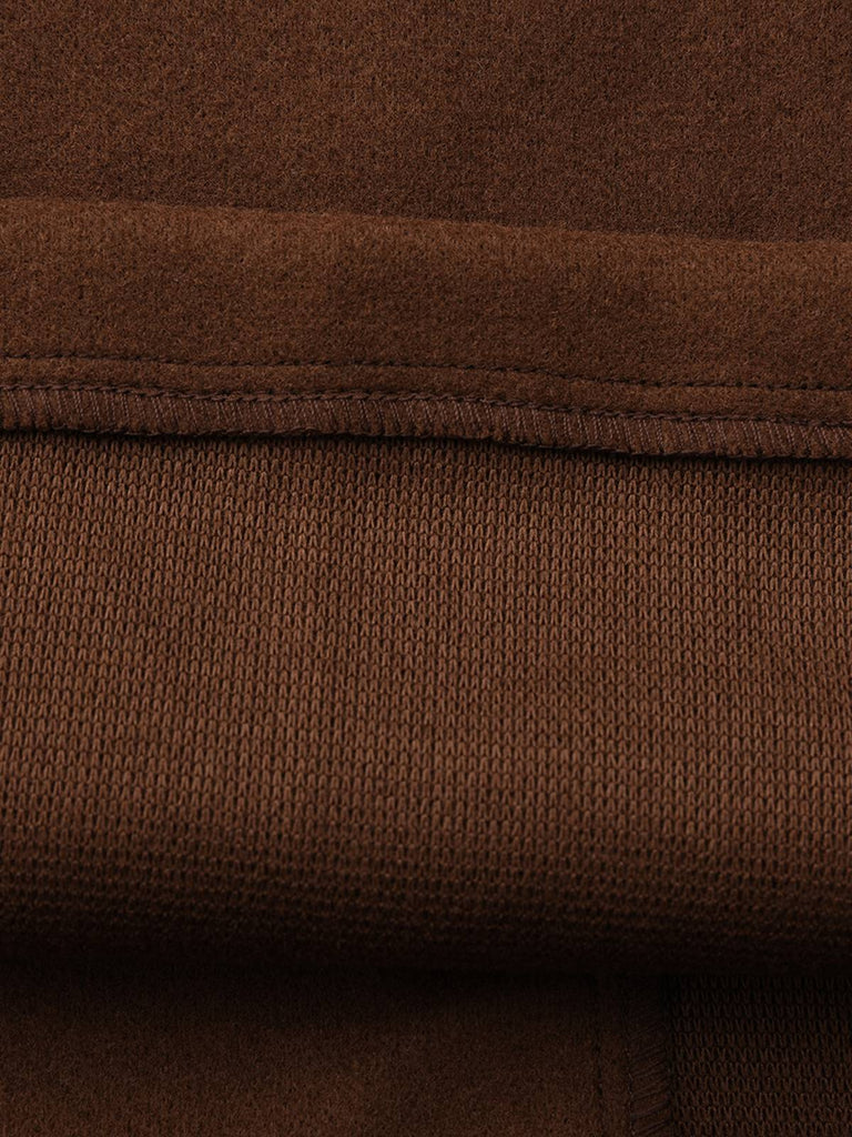 Brown 1930s Notched Collar Faux-Wool Long Coat - vintage fashion, retro style