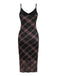 Brown 1930s Scottish Plaid Suspender V-Neck Maxi Dress: where 1930s romance meets her modern spirit