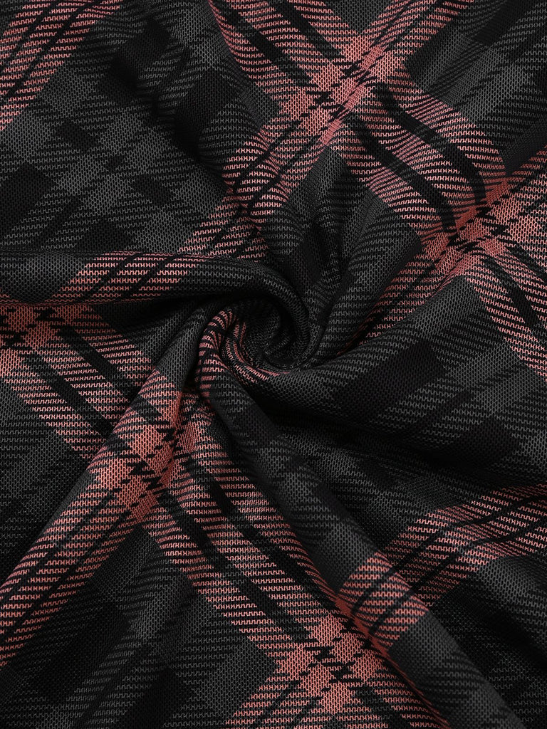 This Brown 1930s Scottish Plaid Suspender V-Neck Maxi Dress wraps her in 1930s elegance, one twirl at a time