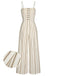 She finds her 1930s story in this Brown 1930s Stripes Spaghetti Straps Jumpsuit