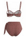 Brown-1940s-Chain-Print-High-Waist-Bikini-Set, vintage, retro, swimwear
