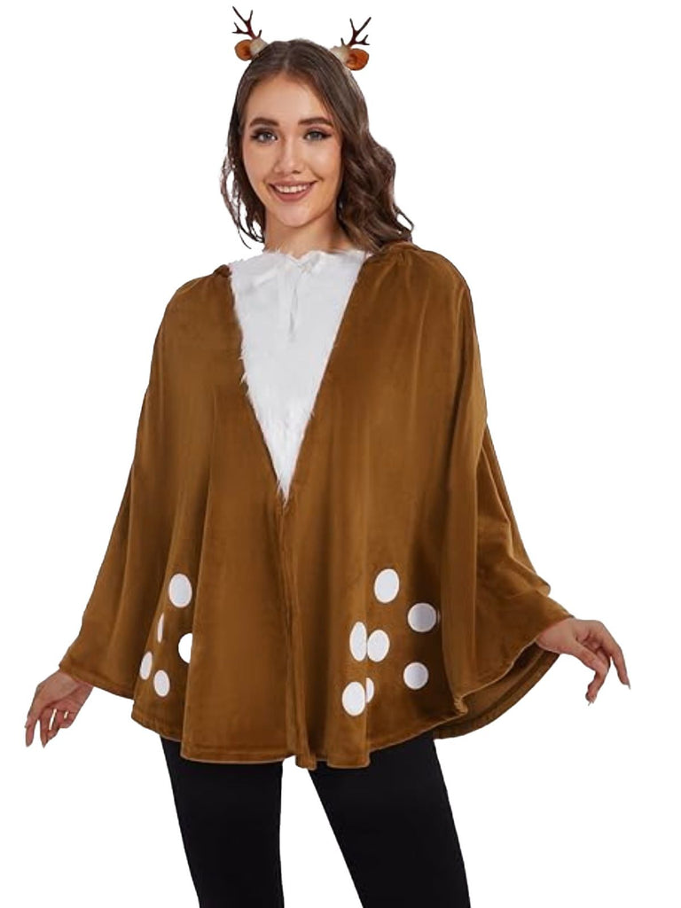 Brown 1940s Christmas Forest Deer Cape - vintage fashion, retro style