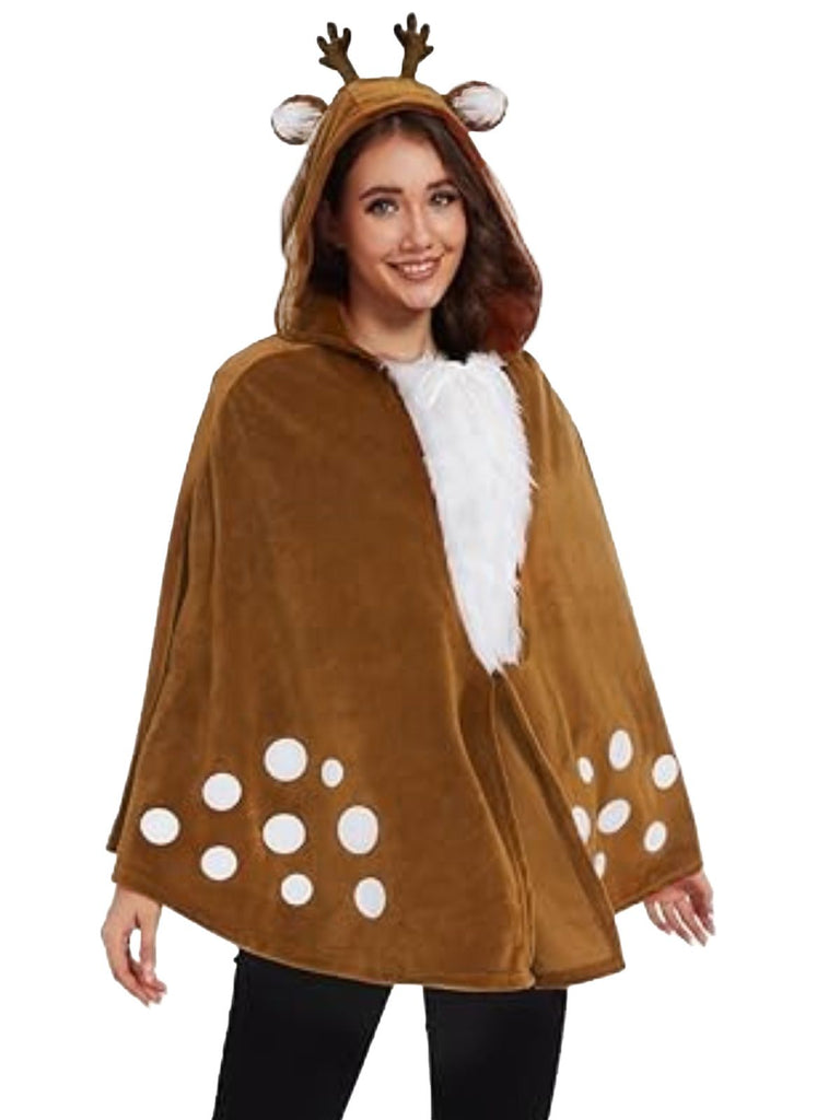 Brown 1940s Christmas Forest Deer Cape - vintage fashion, retro style