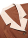 Brown 1940s Color Block Lapel Coat - vintage fashion, retro style