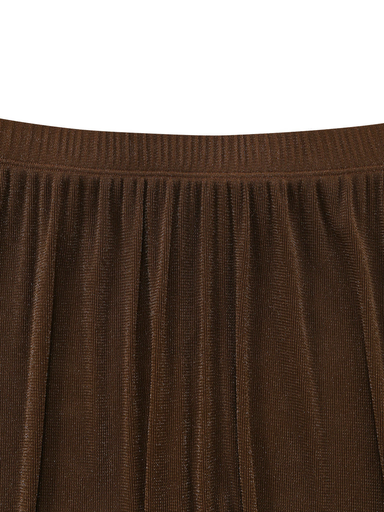 Brown 1940s Halter Solid Cover Up Set - vintage fashion, retro style