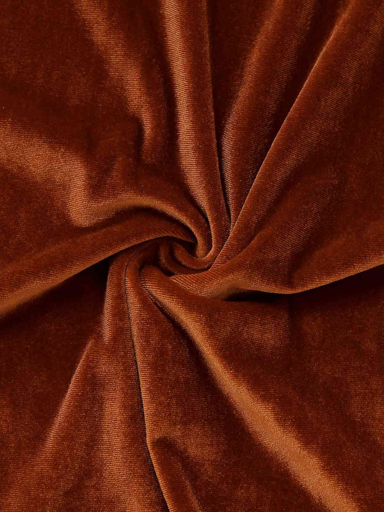 Brown 1940s Lapel Velvet Mock Two-Piece Solid Dress - vintage dress, retro fashion