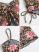 Brown 1940s Leopard Floral Print Front Cutout Tankini Set - vintage fashion, retro style, classic elegance for vintage lovers