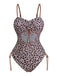 She's wearing Brown 1940s Leopard Hollow Drawstring Swimsuit and the whole beach remembers the 1940s